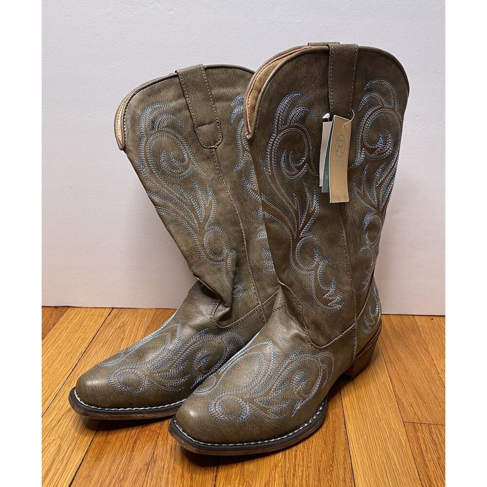 ROPER WOMEN'S BROWN RILEY EMBROIDERED WESTERN BOOTS - SNIP TOE 7.5